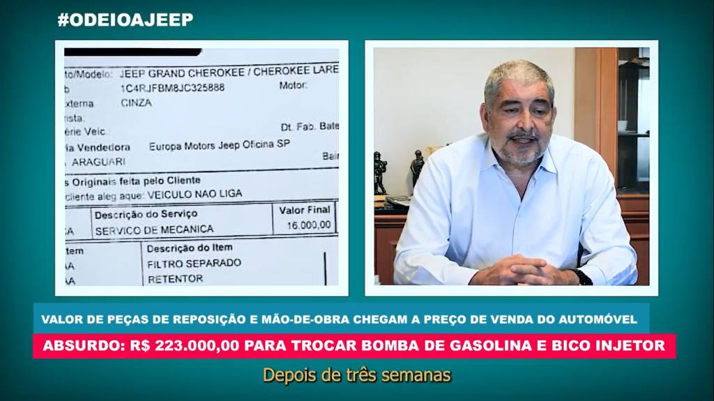 Em busca de respostas, Anael Fahel produziu um vídeo para explicar seu problema com a Jeep