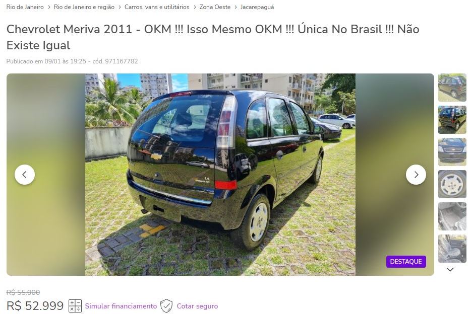 Acredite: essa Meriva 2010 é o Chevrolet 0 km mais barato do Brasil hoje