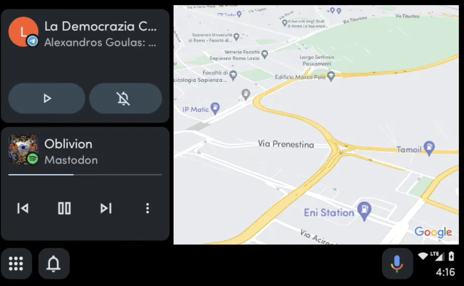 Novo Android Auto GPS poderá ser exibido em parte da tela, com outros apps no espaço restante