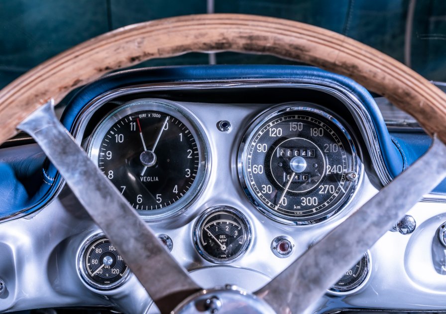 Mercedes-Benz 300 SLR Uhlenhaut Coupé Painel de instrumentos do Mercedes-Benz 300 SLR Uhlenhaut Coupé