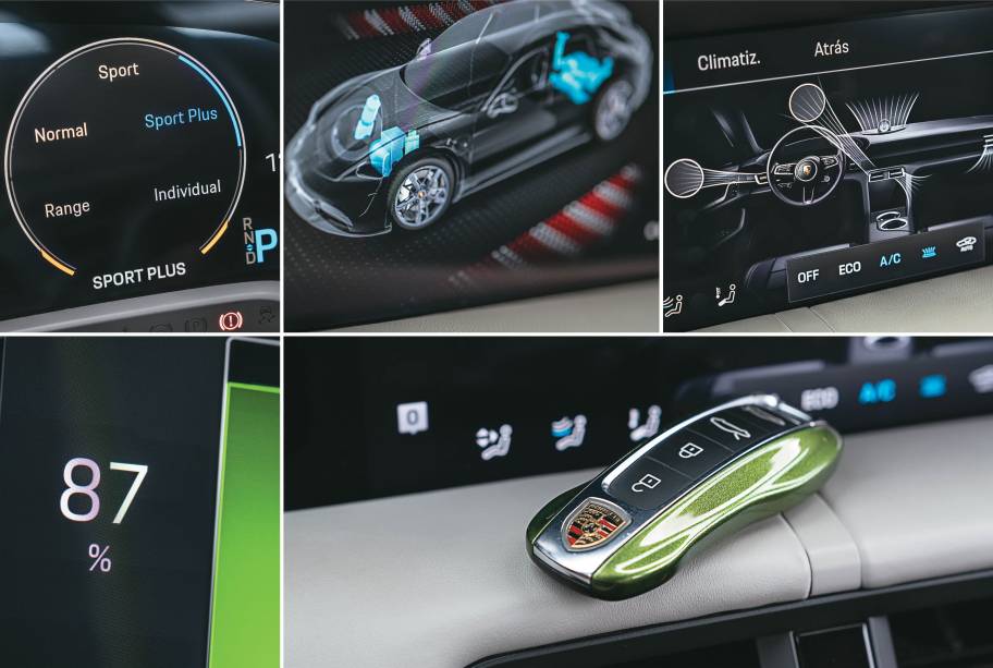 Telas controlam tudo: da direção das saídas do ar-condicionado à resposta dos motores. Chave pode ser na cor verde também Telas controlam tudo: da direção das saídas do ar-condicionado à resposta dos motores. Chave pode ser na cor verde também