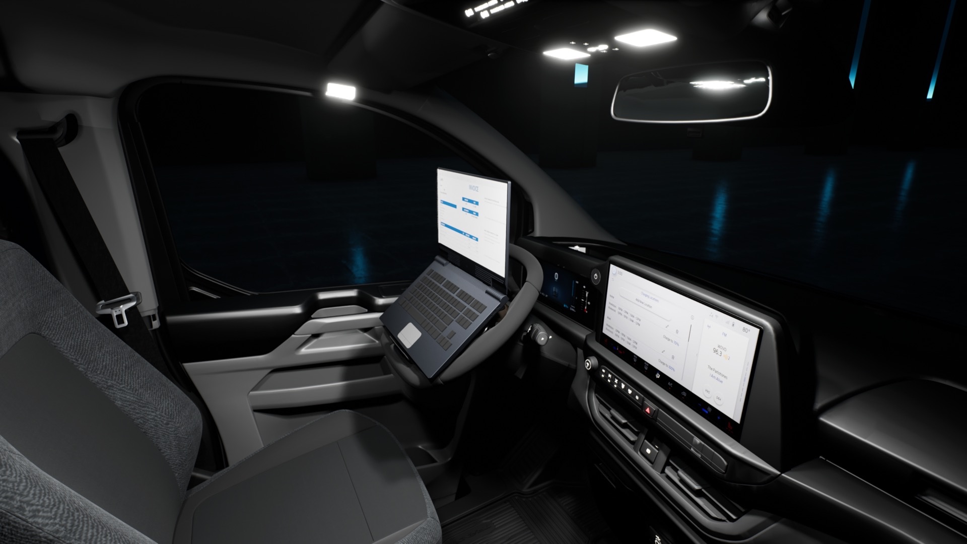 Interior E-Trasit Custom escrit&oacute;rio
