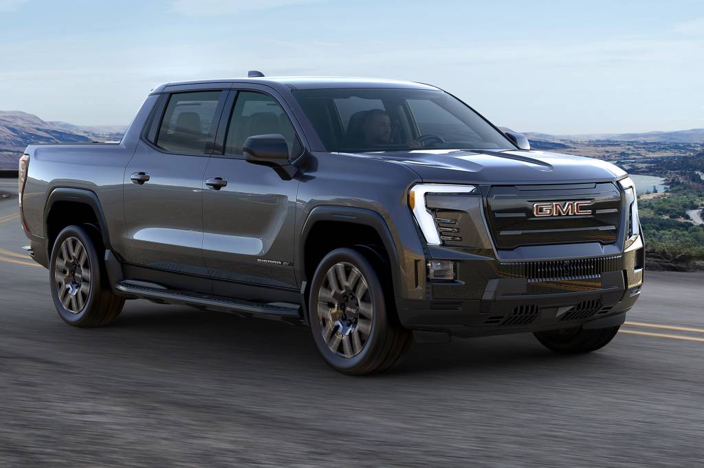 2025 GMC Sierra EV Elevation Front 3/4 view of Sierra EV Elevation trim, which GMC will offer in model year 2025.