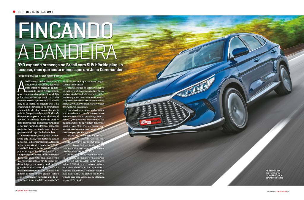 Matéria BYD Song QUATRO RODAS de novembro: proprietários elegem melhores carros do Brasil