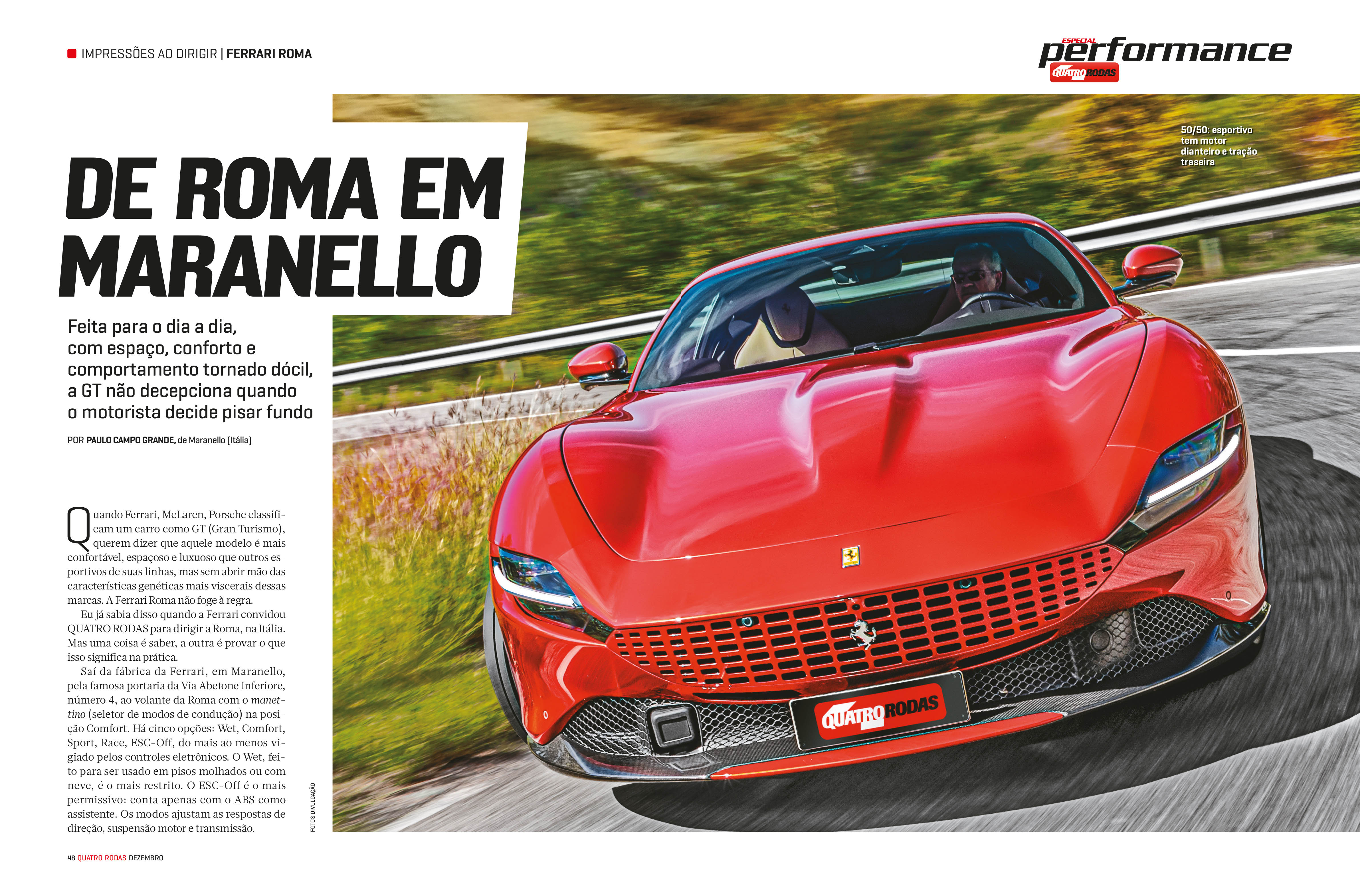 Ferrari Roma &eacute; para uso urbano, mas ainda tem desempenho de uma Ferrari