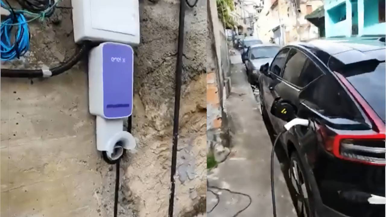 Volvo C40 roubado foi recuperado enquanto era carregado em comunidade do Rio de Janeiro
