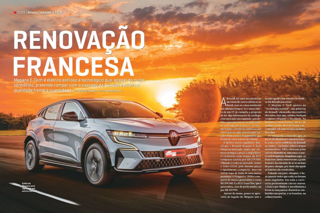 Megane E-Tech é elétrico estiloso e tecnológico que, apesar do nome conhecido, pretende romper com o passado da Renault e priorizar qualidade frente à quantidade