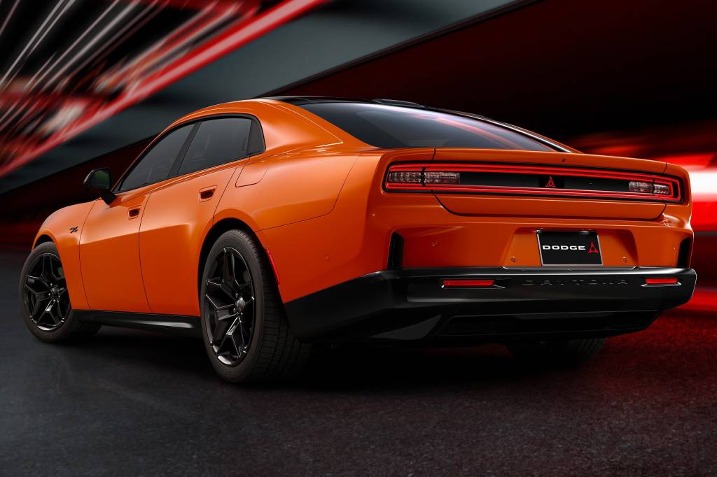 Four-door, all-electric Dodge Charger Daytona R/T, shown in Peel Four-door, all-electric Dodge Charger Daytona R/T, shown in Peel Out.
