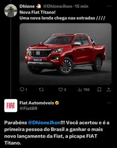 Fiat Titano tem 180 cv e primeira unidade virou presente em rede social