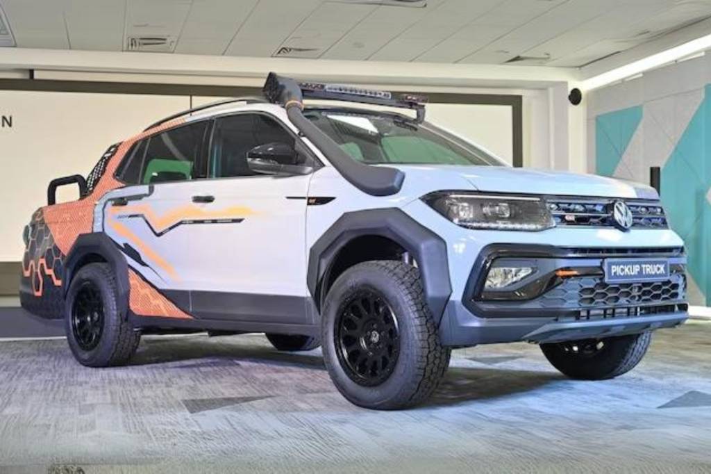 Picape do VW T-Cross tem traseira de Virtus e é projeto estudantil indiano