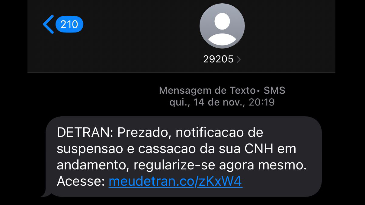 Mensagem avisa sobre falsa cassa&ccedil;&atilde;o da CNH