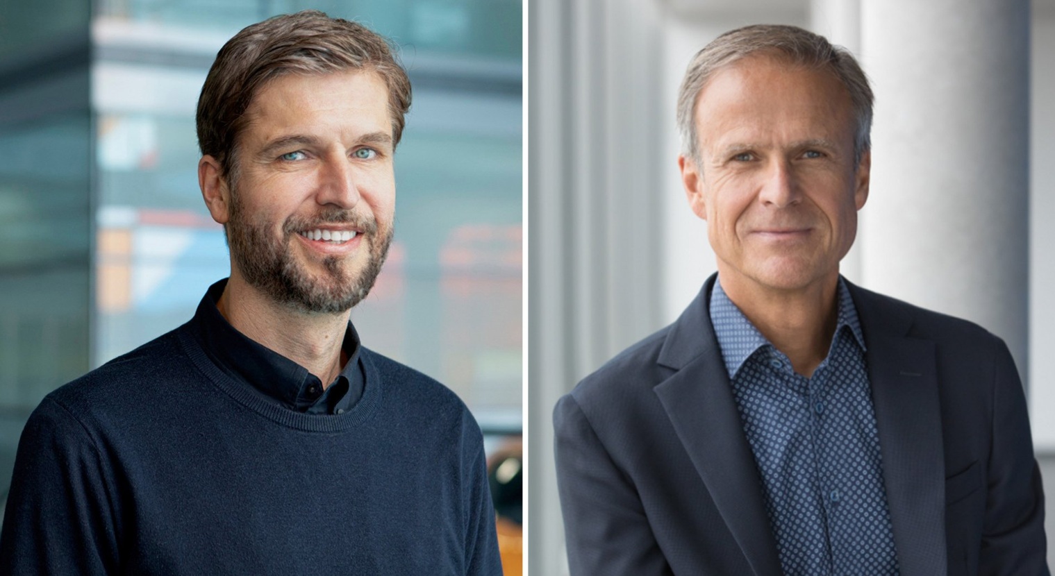 Novo chefe de design da Porsche, Tobias S&uuml;hlmann, &agrave; esq, e o antigo chefe de design da Porsche, Michael Mauer, &agrave; dir