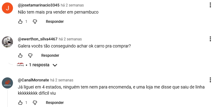 Coment&aacute;rios em v&iacute;deo do canal Car Briefing